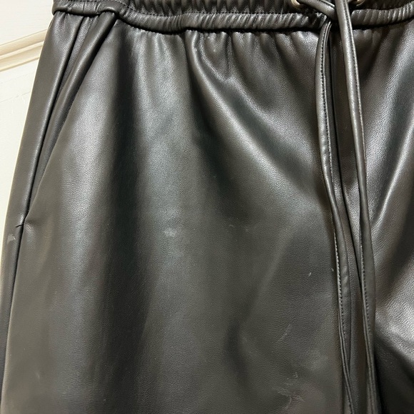 Banana Republic Vegan Leather Joggers, Black, size small. - Picture 5 of 5